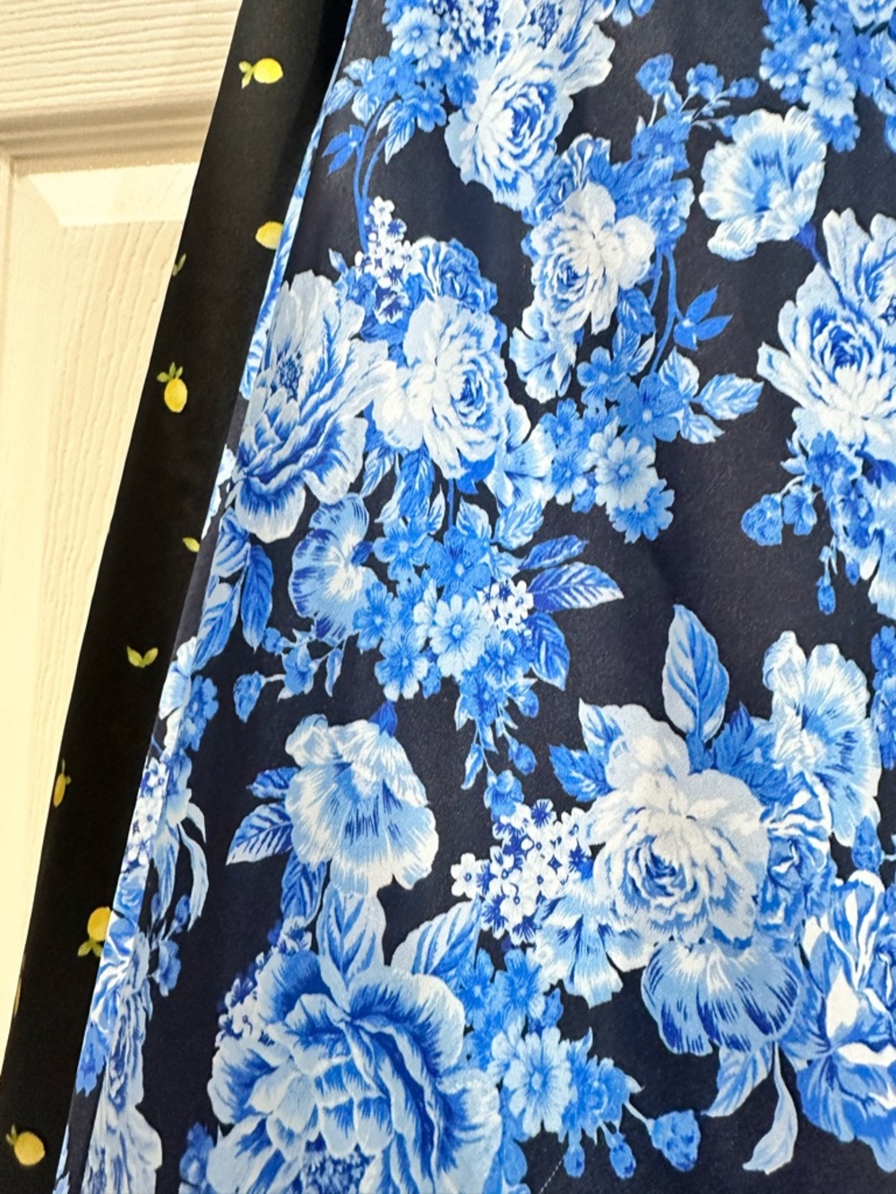 Francesca’s Bundle Lemon Skirt Satin Skirt and Blue Flowers Satin Skirt